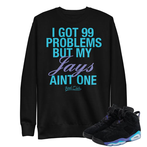 RETRO 6 AQUA 99 PROBLEMS SWEATSHIRT - Sneaker Tees to match Air Jordan Sneakers