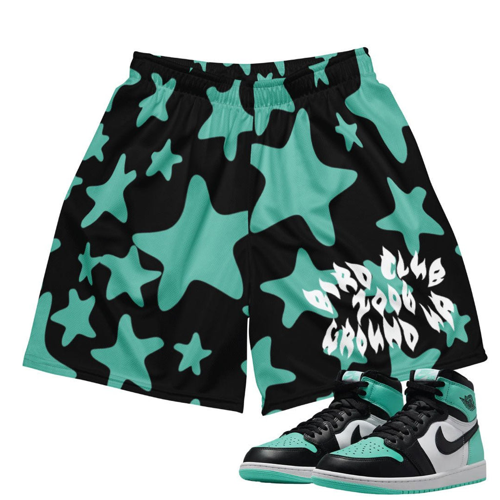 Retro 1 Green Glow Stars Shorts Sneaker Tees to match Air Jordan Sneakers