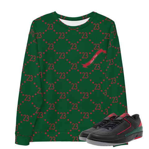 Retro 2 Low Gucci Print Sweatshirt - Sneaker Tees to match Air Jordan Sneakers