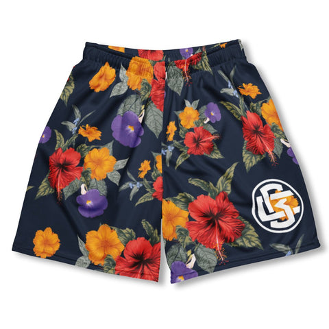 Basketball Floral Mesh Shorts - Sneaker Tees to match Air Jordan Sneakers