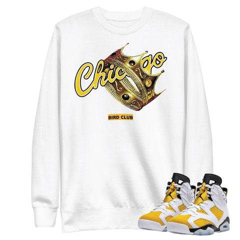 Retro 6 Yellow Ochre "King of Chicago" Sweatshirt - Sneaker Tees to match Air Jordan Sneakers