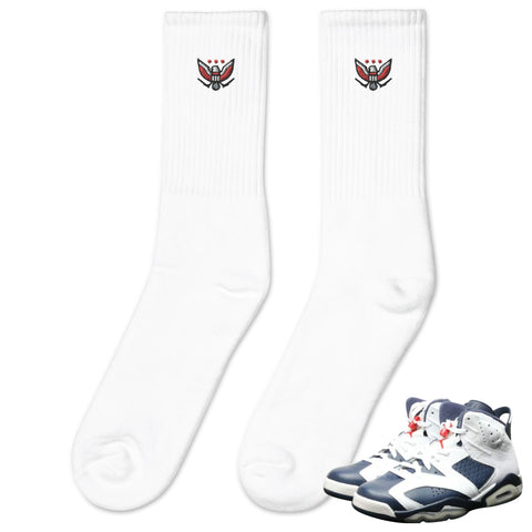 Retro 6 Olympic Dream Team Embroidered Socks