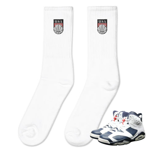 Retro 6 Olympic Dream Team Embroidered Socks