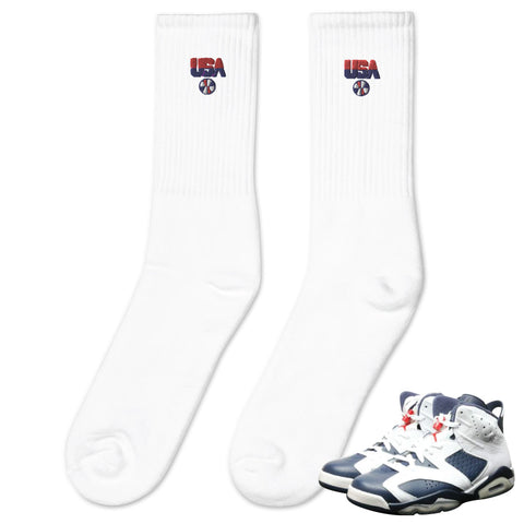 Retro 6 Olympic Dream Team Embroidered Socks