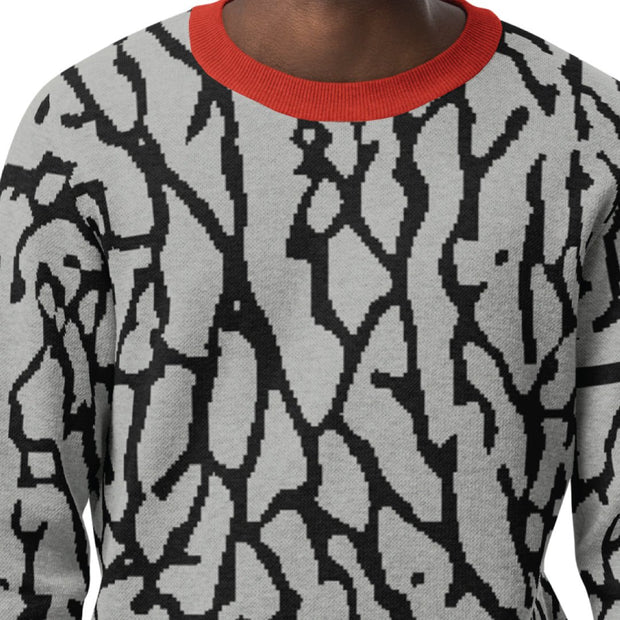 Retro 3 Black Cement Quality Knitted Crackle Sweater