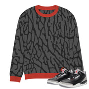 Retro 3 Black Cement Quality Knitted Crackle Sweater