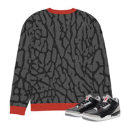 Retro 3 Black Cement Quality Knitted Crackle Sweater