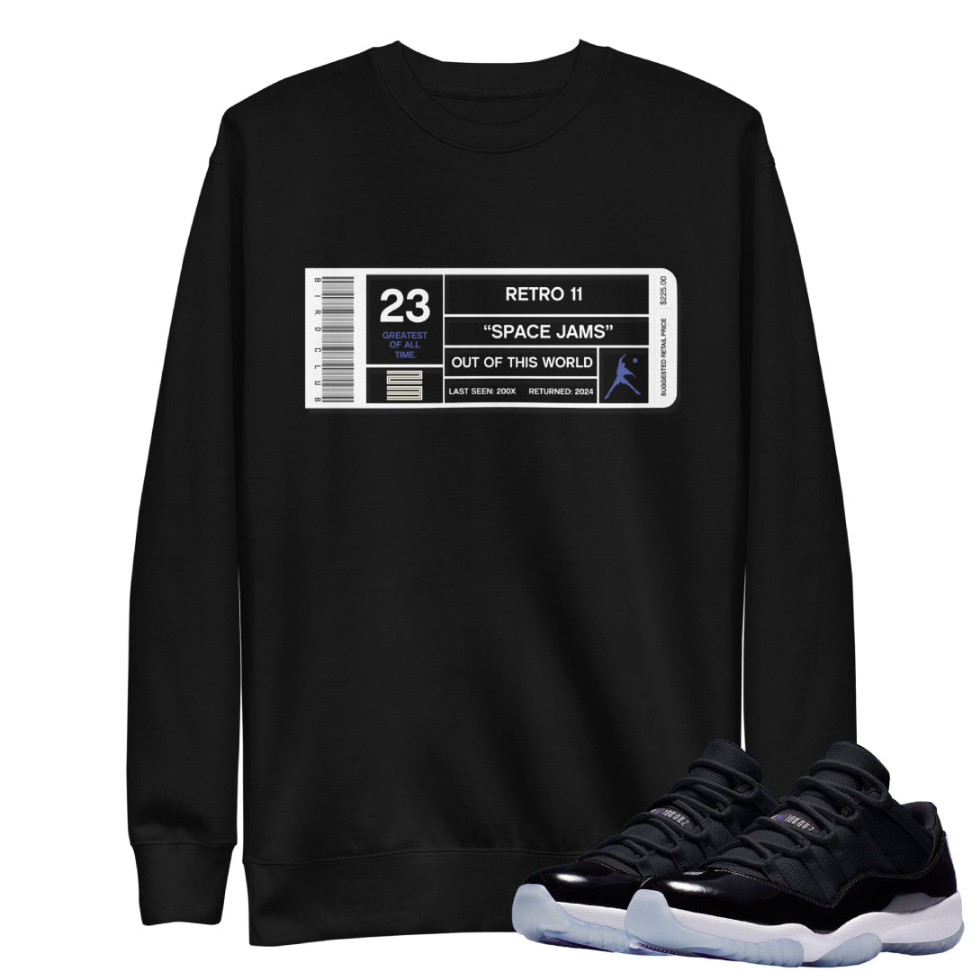 Retro 11 Space Jam Low Box Label Sweatshirt Sneaker Tees to match Air Jordan Sneakers