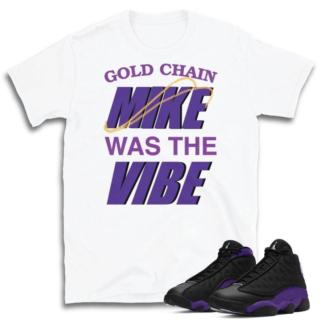 Purple and white jordan 13 shirt best sale