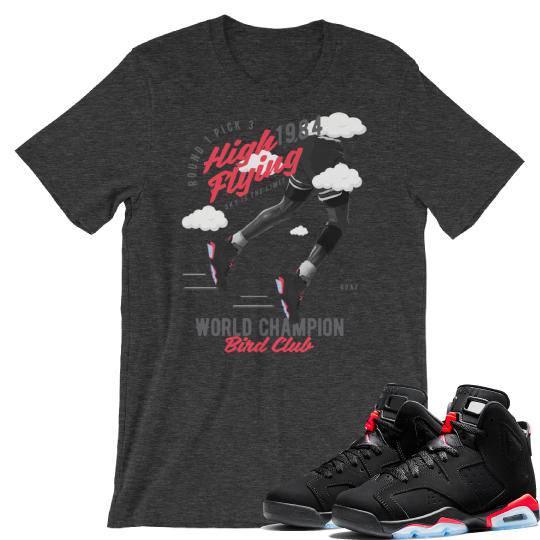 Jordan 6 Infrared Sneaker tee Dark Heather Sneaker Tees to match Air Jordan Sneakers